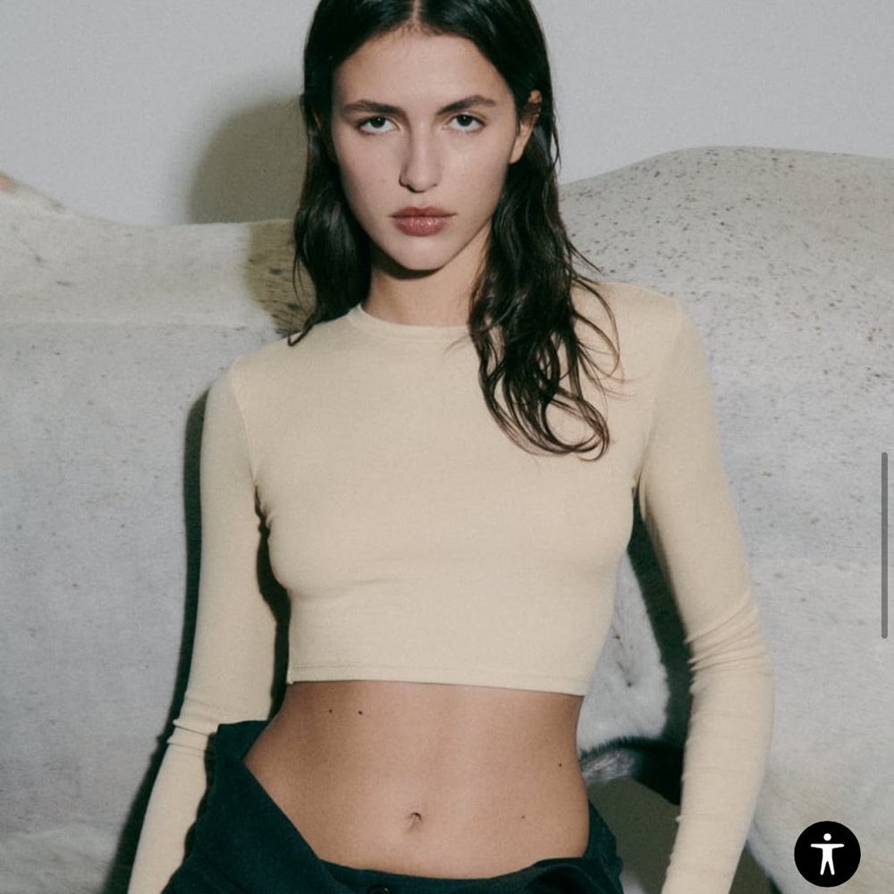 ZARA COTTON AND MODAL CROP TOP